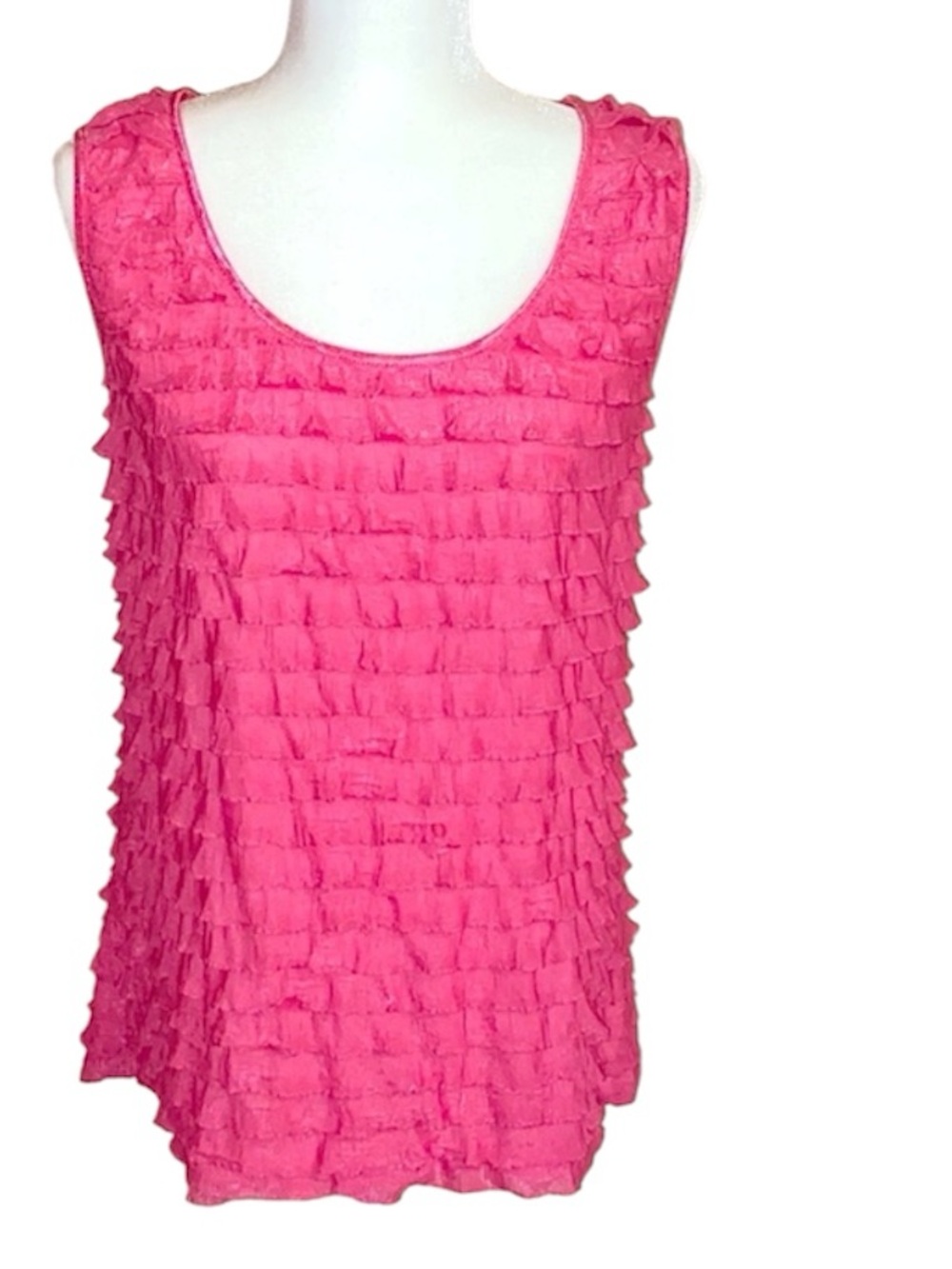Hot Pink Frilly Sleeveless Blouse